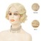 Blonde Lace Front Finger Wave Wig for Women Short 1920s Curly Wig Natural Synthetic Heat Resistant Fibre Hiar for Cosplay Daily Use