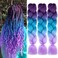 Ombre Braiding Hair 24 Inch Braid Hair Extensions 3Pcs Pre Stretched High Temperature Crochet Braiding Hair (C26)&hellip;