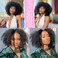 Mongolian Afro Kinky Curly Bundles Human Hair 10 12 14 Inch 4B 4C Afro Kinky Curly Human Hair Bundles Unprocessed Virgin Hair Weave Weft Hair Extensions for Black Women Natural Color
