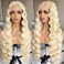 X-TRESS Blonde Lace Front Wig Pre Plucked 30 Inch Loose Deep Wave Lace Frontal Wigs Platinum Blonde Mixed Honey Blonde Synthetic Wigs 13x4x1 Glueless Wigs for Women