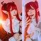 LABEAUT&Eacute; Dark Red Ponytails Wig for Women Girls Cosplay Devil Wig with Clip-on Pigtails Anime Straight Hair with Bangs for Halloween Party with Cap (Dark Red)