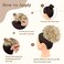 Large Curly Messy Bun Clips in Hair Extension Drawstring Ponytail for Black Women, Short Synthetic Highlights Brown Hair Bun Extensions Curly Messy Updo Hair Piece for Women Daily Use(1B/30#)