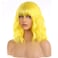 BERON 14 Inches Yellow Wig Wig for Women Girls Yellow Wig Short Curly Synthetic Wig with Bangs Yellow Wigs with Wig Cap