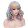 BERON 14 Inches Rainbow Wig Short Curly Wig Women Girl's Synthetic Wig Rainbow Wig with Bangs Wig Cap Included