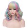 BERON 14 Inches Rainbow Wig Short Curly Wig Women Girl's Synthetic Wig Rainbow Wig with Bangs Wig Cap Included