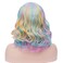 BERON 14 Inches Rainbow Wig Short Curly Wig Women Girl's Synthetic Wig Rainbow Wig with Bangs Wig Cap Included