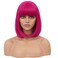 RightOn 12 Inches Hot Pink Wig Short Bob Wig Hot Pink Short Straight Wig Bob Wig with Bangs Synthetic Bob Wigs for Daily or Party Wig Cap Include