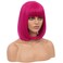 RightOn 12 Inches Hot Pink Wig Short Bob Wig Hot Pink Short Straight Wig Bob Wig with Bangs Synthetic Bob Wigs for Daily or Party Wig Cap Include