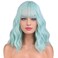 BERON 14 Inches Mint Green Wig Short Curly Green Wig with Bangs for Women Daily Party Hairnet Include