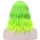 BERON 14 Inches Lime Green Wig Short Curly Wig with Bangs Neon Green Wig Synthetic Wigs Women Girls Ombre Green Wig with Wig Cap