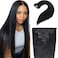 Human Hair Straight Clip in Hair Extensions for Black Women 24 Inch Human Hair 1B# Straight Clip Ins Natural Black No Tangling No Shedding 135gram/set 8pcs/16Clips