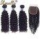 Amella Hair Brazilian Curly Human Hair (18 20 22 with 16" closure) Bundles with Closure Grade 8A Virgin 100% Unprocessed Brazilian Curly Hair 3 Bundles with Closure Free Part