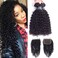 Amella Hair Brazilian Curly Human Hair (18 20 22 with 16" closure) Bundles with Closure Grade 8A Virgin 100% Unprocessed Brazilian Curly Hair 3 Bundles with Closure Free Part