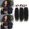 Kinky Curly Human Hair Bundles Thick Curly Weave Bundles Virgin Hair Bundles Full Head Hair Natural Black Color Hair Bundles Can Be Dyed 3 Bundles Total 300g 16 16 16 Inch