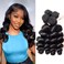EMOL Loose Wave Bundles Human Hair Weave 3 Bundles Virgin Brazilian Loose Wavy Human Hair Weft Big Loose Spiral Wand Curls Long Hair Bundles Natural Black Human Hair Extensions 18 20 22 Inch