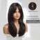 Esmee 20 Inches Long Straight Black Brown Layered Synthetic Hair Wigs for Women with Bangs for Daily Party