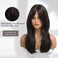 Esmee 20 Inches Long Straight Black Brown Layered Synthetic Hair Wigs for Women with Bangs for Daily Party