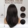 Esmee 20 Inches Long Straight Black Brown Layered Synthetic Hair Wigs for Women with Bangs for Daily Party