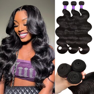 10A Human Hair Bundles Body Wave 3 Bundles 20 22 24 Inch 100% Unprocessed Brazilian Virgin Hair Double Weft Bundles Deals Human Hair Weave Body Wave Human Hair Extensions Natural Color