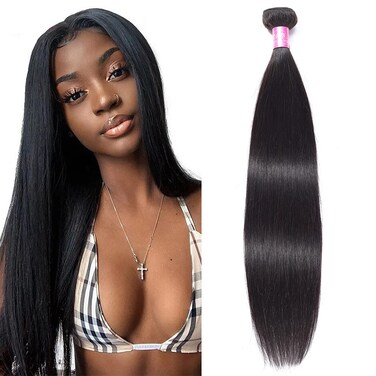 10A Straight Hair Bundles Peruvian Straight Human Hair 1 Bundle 20inch Unprocessed Virgin Human Hair Bundles Human Hair Weave Weft One Bundle Straight Human Hair Extensions 100g/bundle Natural Color