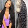 JIETAI 13X4 HD Curly Lace Front Wigs Human Hair Pre Plucked with Baby Hair 180% Density Brazilian Curly Wave Human Hair Wigs for Black Women 9A Glueless Lace frontal Wigs Natural Color (20 Inch)