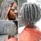 Salt and Pepper Loc Extensions Human Hair Grey and Black Locs 0.2cm 8inch 30 strands Gray &amp; Black Handmade Dreadlock Extensions