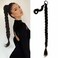 Long Braid Ponytail Extension with Elastic Tie 1Pcs Black Straight Sleek Wrap Around Braid Hair Extensions Synthetic Drawstring Ponytail for Women Daily Wear (Black, 26 Inch (1Pcs))