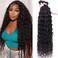 Water Wave 4 Bundles Human Hair 18 20 22 24 Inch, 10A Brazilian Curly Human Hair Bundles, Double Weft Deep Wave Bundles, Natural Black Color Wet and Wavy Hair Extensions