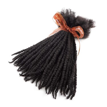 Human Textured Loc Extensions 0.4cm Loc Extension Human Hair,Natural Curly Hair,Full Handmade (10in 0.4cm 10 strands), Natural black)