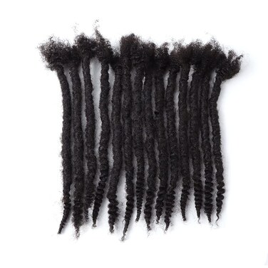 Human Textured Loc Extensions 0.8cm Loc Extension Human Hair,Natural Curly Hair,Full Handmade (10in 0.8cm 20 strands), Natural black)