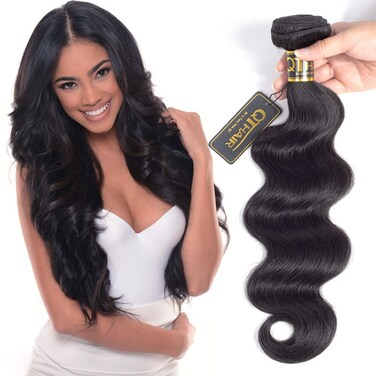 QTHAIR 16A Grade Brazilian Body Wave Human Hair Bundles (20",100g,Natural Black)100% Unprocessed Virgin Body Wave Human Hair Weave Brazilian Body Wave Virgin Hair Extensions
