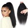 Human Hair Ponytail Extension for Black Women Drawstring Kinky Straight 14Inch Natrual Black Clip in Wig Afro 10A Grade Brazilian Yaki Straight Hair Pieces 110g/set (14")