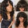 Deep Wave Wig With Bangs 180 Density O Scalp Top Full Machine Made Bang Wig Human Hair Brazilian Hair Wig For Women 14inch