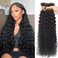 Brazilian Virgin Human Hair Bundles Water Wave(26 28 30 Inch)100% Unprocessed Human Hair 3 Bundles Wet and Wavy Hair Bundles Hair Extensions for Black Women Natural Color