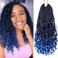 Eerya 8 Packs Boho Box Braids Crochet Hair for Black Women 10 Inch Blue Goddess Box Braids Pre-looped Bohemian Crochet Box Braids With Curly Ends Synthetic Crochet Hair Extensions (10 inch, Tblue)