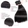 Straight Hair Bundles with Closure Brazilian Straight Virgin Hair 3 Bundles with Lace Closure Free Part Human Hair Extensions Natural Black Color (16/18/20+16 Inch, Bundles with Closure)