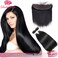 Brazilian Straight Hair 3 Bundles With Frontal Closure 13&times;4 Ear To Ear Lace Frontal With Bundles 100% Unprocessed Virgin Human Hair Extensions Weave Natural Color (20 22 24+18Frontal)