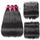 Brazilian Straight Hair 3 Bundles With Frontal Closure 13&times;4 Ear To Ear Lace Frontal With Bundles 100% Unprocessed Virgin Human Hair Extensions Weave Natural Color (20 22 24+18Frontal)