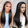 4x4 Lace Closure Wigs Human Hair Pre Plucked 180％ Density Glueless Straight 12A Brazilian Virgin Hair Lace Front Wigs For Black Women Natural Black Wig With Baby Hair 26inch