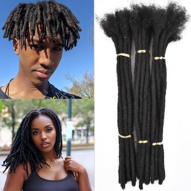 Locs Extension Human Hair 0.6cm Dreadlock Extension 6 Inch 30 Str Natural Black Human Hair Locs Full Handmade Permanent Dreadlock Extension Can Be Dyed and Bleached for Women Men