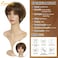 QUEENTAS Short Hair Wigs for Women Brown Pixie Bob Wig Pixie Cut Wig for Women Synthetic Hair Wigs with Bangs Daily or Cosplay (Dark Brown Highlingt Blonde)
