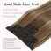 REECHO Clip in Hair Extensions, Hair Extensions Thick Long Lace Weft Lightweight Synthetic Hairpieces for Women (24 Inch-240 Gram(Pack of 5), Chocolate Brown with Golden Blonde Highlights)