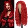 Red Wig, Synthetic Hair Long Red Wigs for Women Curly Hair 26 inch 180% Density Full Wet and Wavy Red Hair Wig Daily Festival Cosplay and Party Wig