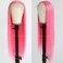 Maycaur Pink Lace Front Wigs Glueless Straight Long Wigs for Women Heat Resistant Hair 24 Inch Synthetic Lace Front Wig with Natural Hairline