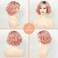 TISHINING Short Ombre Pink Wavy Bob Wigs for White Women Chin Length Pink Curly Bob Wig with Bangs Heat Synthetic Natural Looking Daily Cosplay Wig