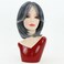 RENERSHOW Short Grey Bob Wig with Curtain Bangs for White Women Chin Length Gray Highlight Wigs Synthetic Natural Look Salt N Pepper Wig