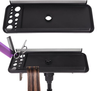 AliLeader Hair Extension Tool Tray with 2Pcs Hair Comb for Wig Stand Tripod Hair Extension Holder for Styling Hair Hanger for Washing,Coloring and Blow-Drying of Weft,Clip-In,Tape-In Extensions