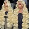 Lemoda 613 Lace Front Wig Human Hair 13x4 Full Lace Frontal Wig 180 Density Body Wave HD Transparent Lace Wig Pre Plucked 15A Brazilian Virgin Blonde Human Hair Wigs for Women 18 Inch