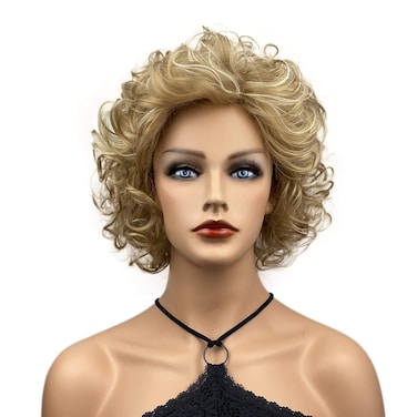 Wiginway Short Curly Wavy Blonde Wigs for Women Heat Resistant Synthetic Hair Natural Looking Fashion Wigs