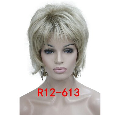 Wiginway Women's Wig Ombre blonde BFluffy Short Straight Layered Hair Synthetic Full Wigs